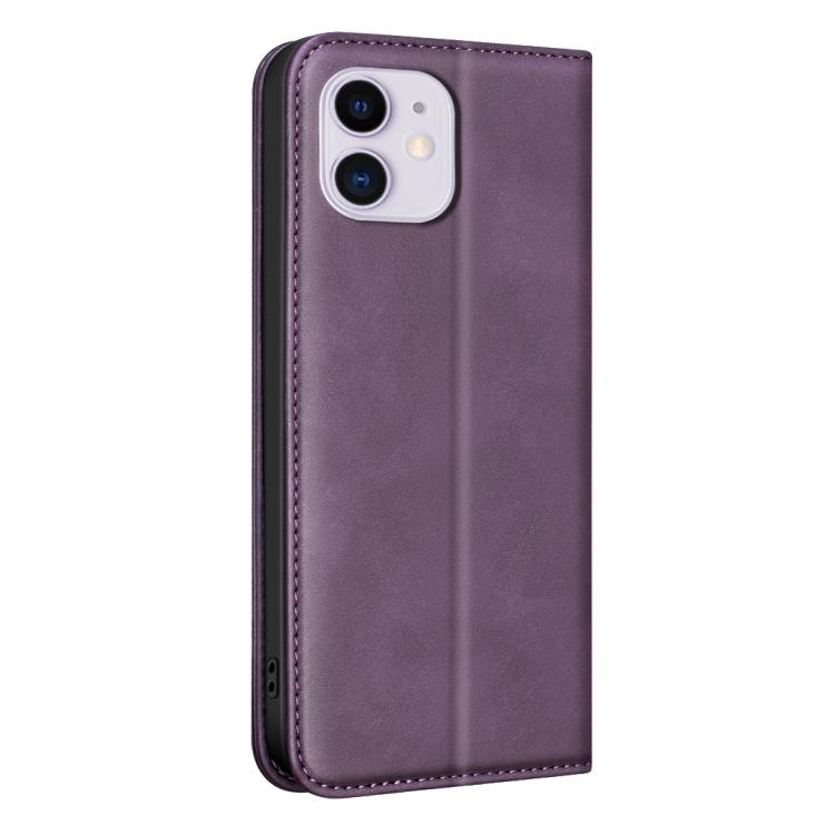 For iPhone 11 BINFEN COLOR Calfskin Texture Magnetic RFID Vegan Leather Phone Case