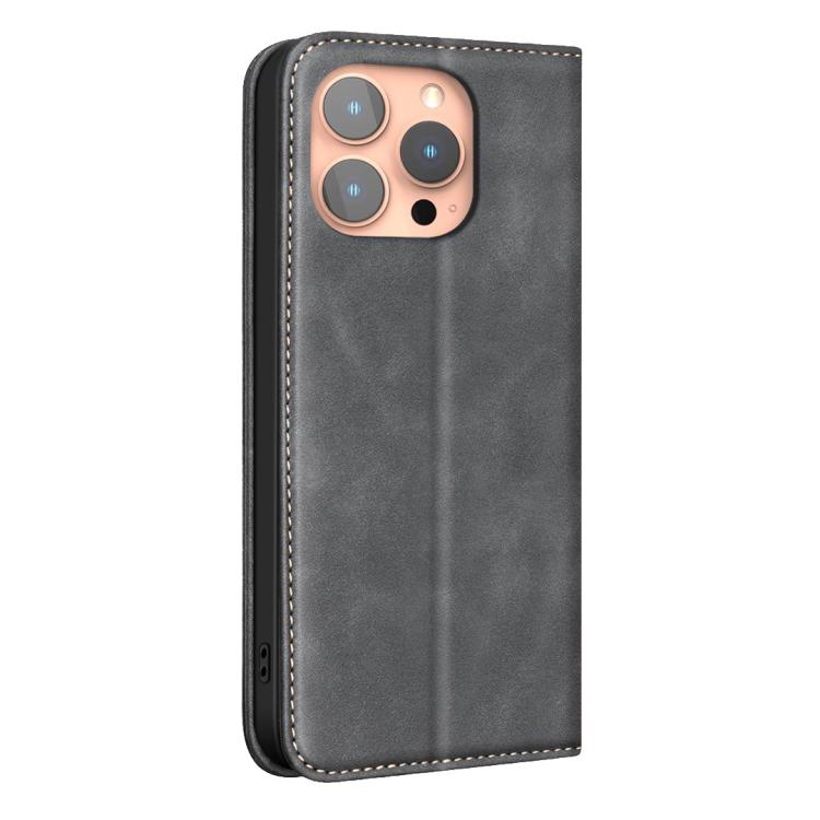 For iPhone 11 Pro BINFEN COLOR Calfskin Texture Magnetic RFID Vegan Leather Phone Case