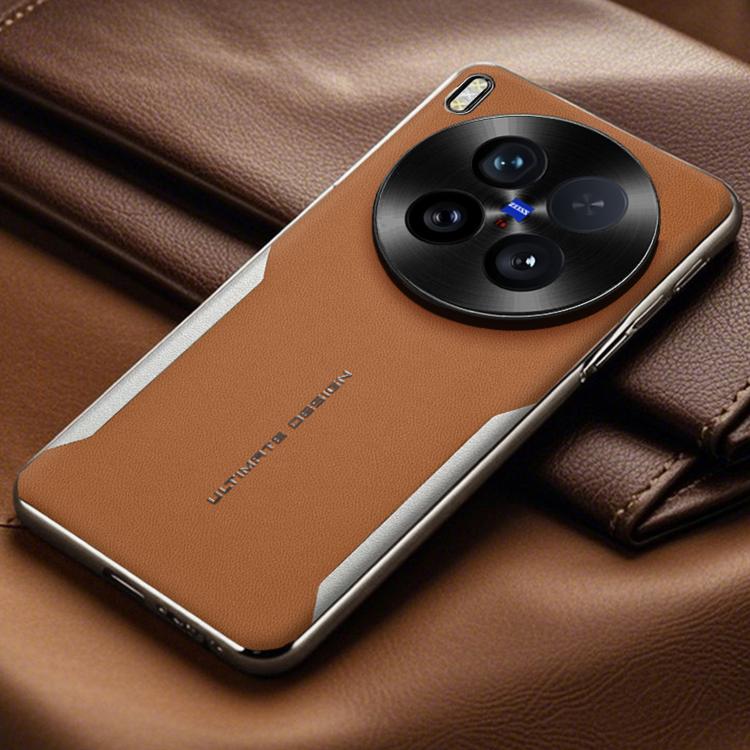 For vivo X300 Ultra Electroplated Frame Sheepskin Texture Morandi Color Shockproof Phone Case