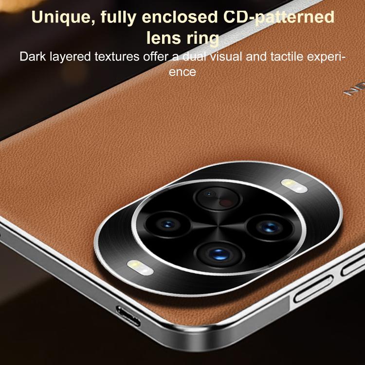 For Huawei Nova 12 Pro Electroplated Frame Sheepskin Texture Morandi Color Shockproof Phone Case