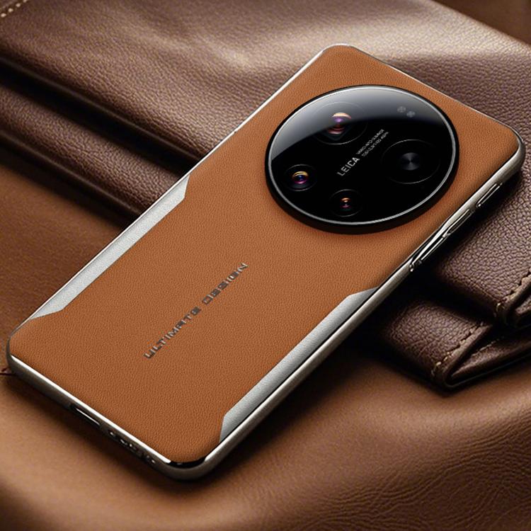 For Xiaomi 14 Ultra Electroplated Frame Sheepskin Texture Morandi Color Shockproof Phone Case