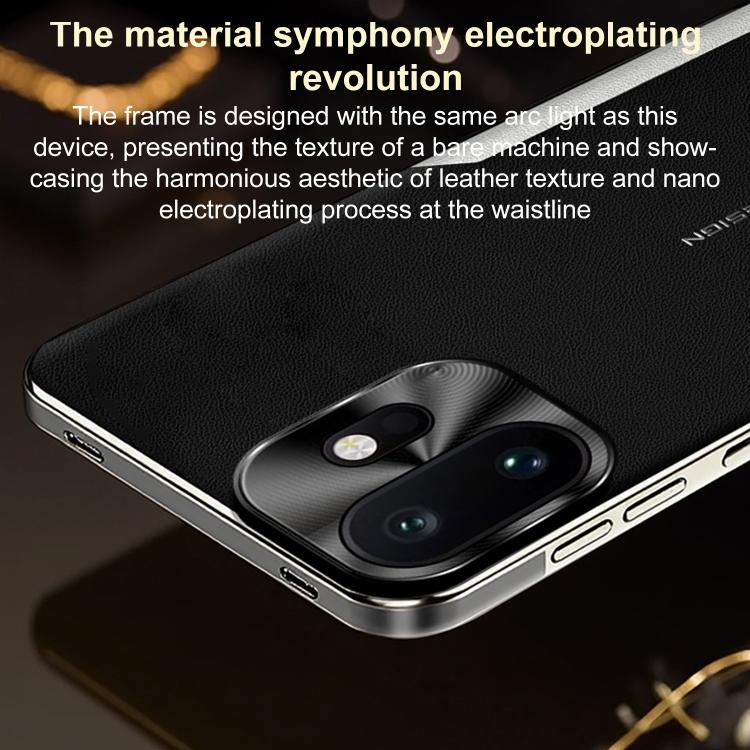For OnePlus 15T Electroplated Frame Sheepskin Texture Morandi Color Shockproof Phone Case