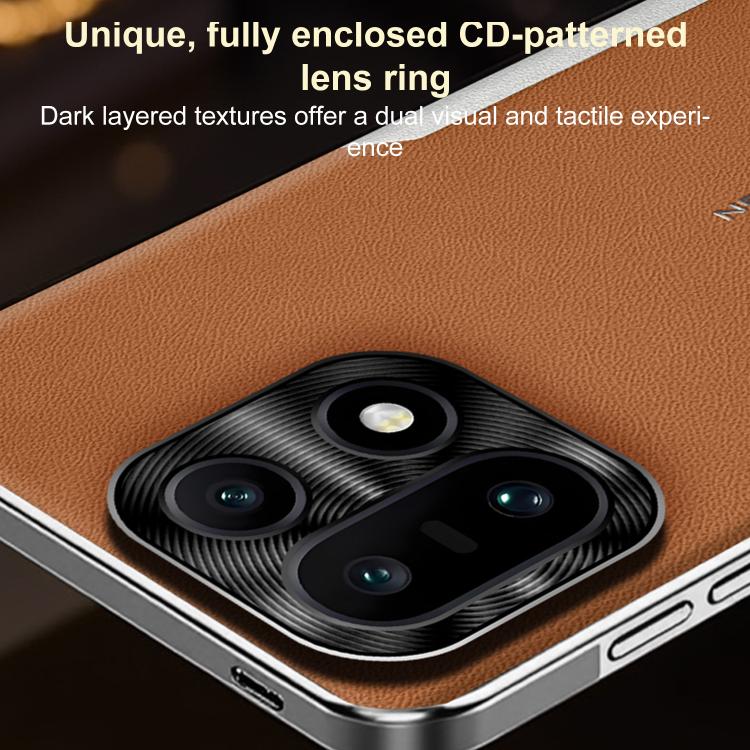 For OnePlus 15 Electroplated Frame Sheepskin Texture Morandi Color Shockproof Phone Case