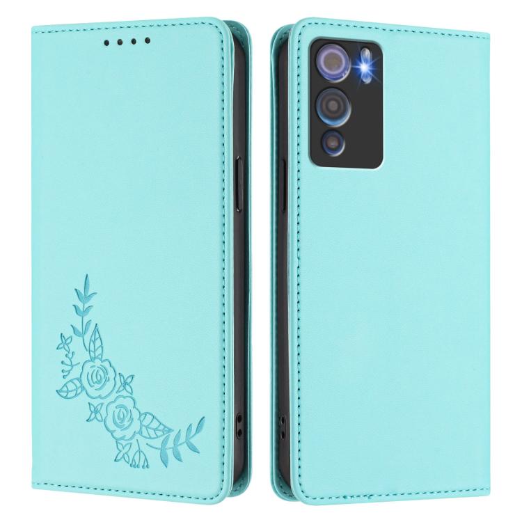 For Doogee N60 Pro Peony Embossed Magnetic RFID Vegan Leather Phone Case