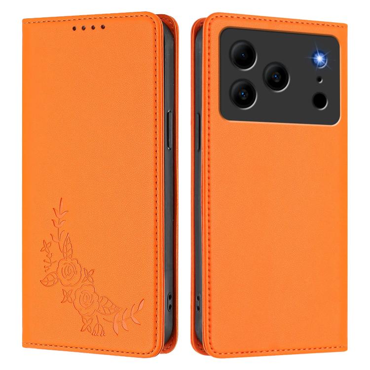 For Doogee Note 56 / Note 56 Pro Peony Embossed Magnetic RFID Vegan Leather Phone Case