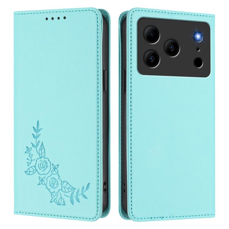 For Doogee Note 56 / Note 56 Pro Peony Embossed Magnetic RFID Vegan Leather Phone Case