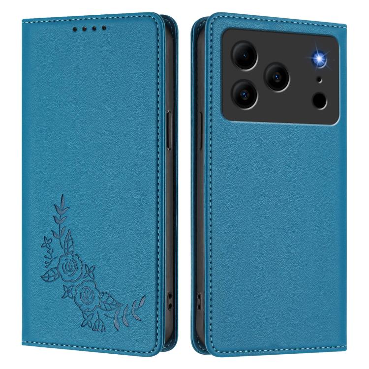 For Doogee Note 56 / Note 56 Pro Peony Embossed Magnetic RFID Vegan Leather Phone Case