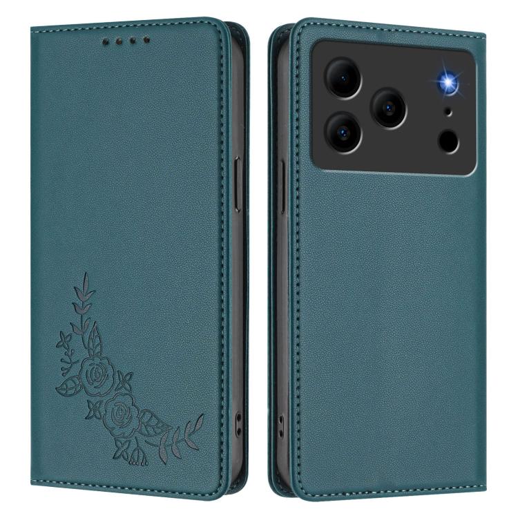 For Doogee Note 56 / Note 56 Pro Peony Embossed Magnetic RFID Vegan Leather Phone Case