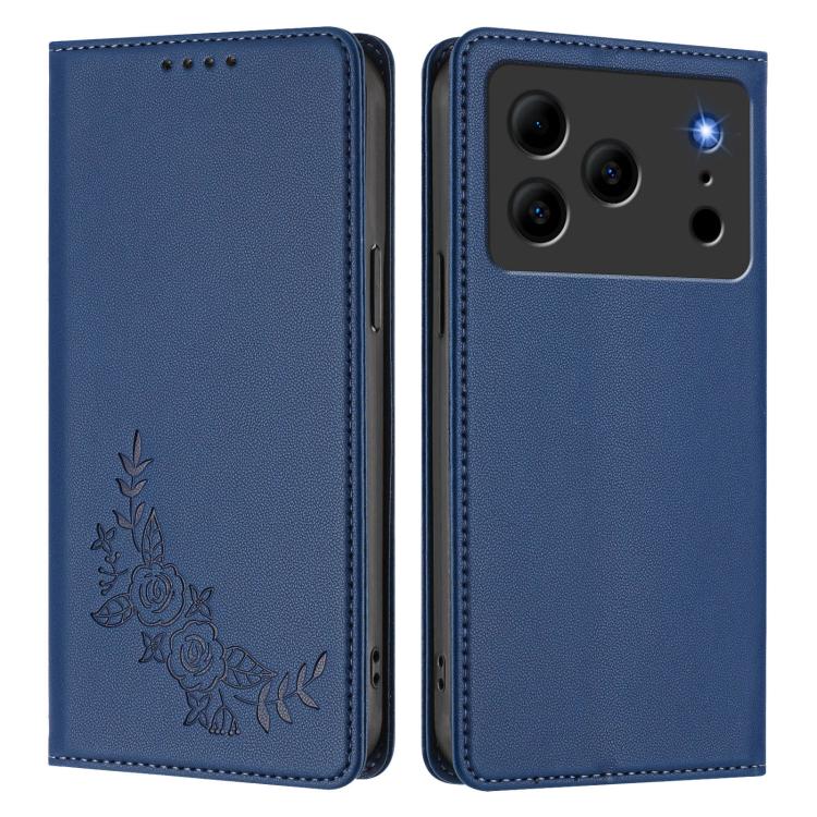 For Doogee Note 56 / Note 56 Pro Peony Embossed Magnetic RFID Vegan Leather Phone Case