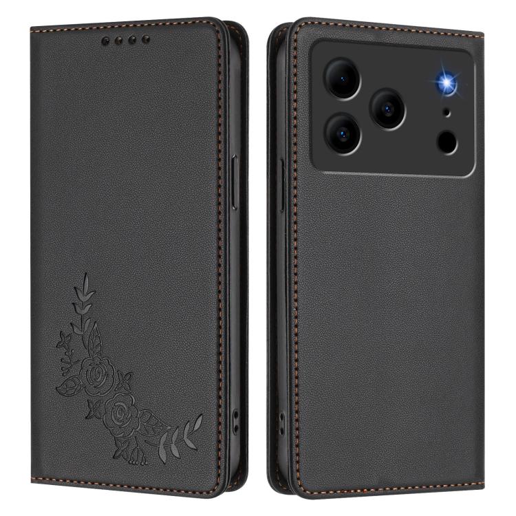 For Doogee Note 56 / Note 56 Pro Peony Embossed Magnetic RFID Vegan Leather Phone Case
