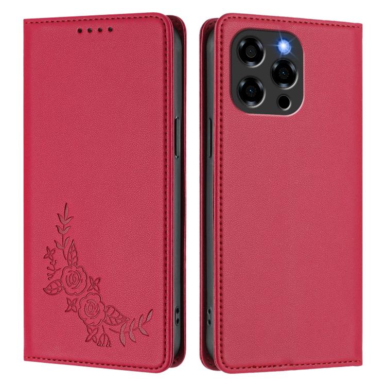 For Doogee Note 58 / Note 58 Pro Peony Embossed Magnetic RFID Vegan Leather Phone Case
