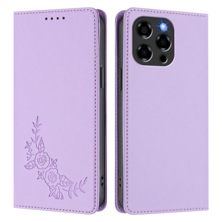 For Doogee Note 58 / Note 58 Pro Peony Embossed Magnetic RFID Vegan Leather Phone Case