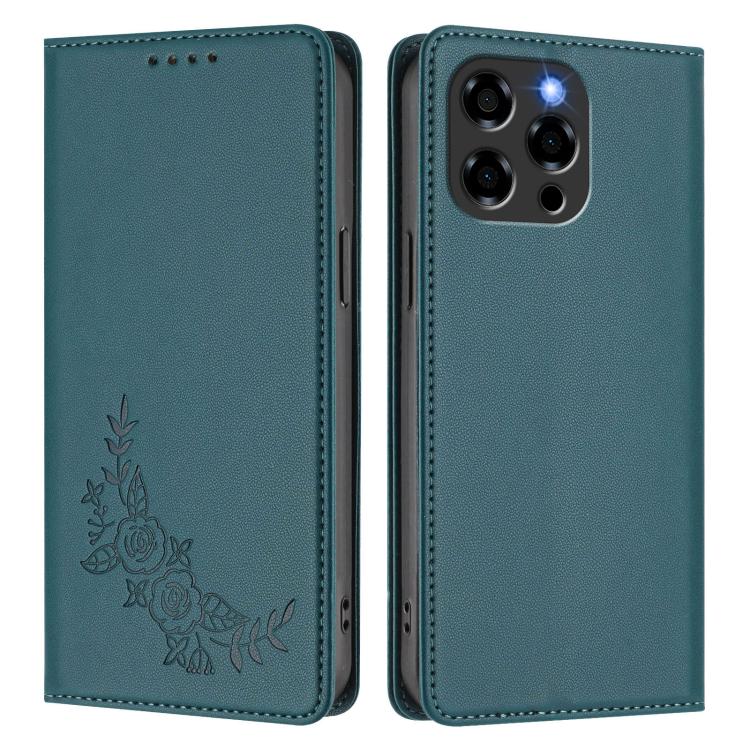 For Doogee Note 58 / Note 58 Pro Peony Embossed Magnetic RFID Vegan Leather Phone Case