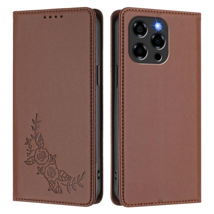 For Doogee Note 58 / Note 58 Pro Peony Embossed Magnetic RFID Vegan Leather Phone Case