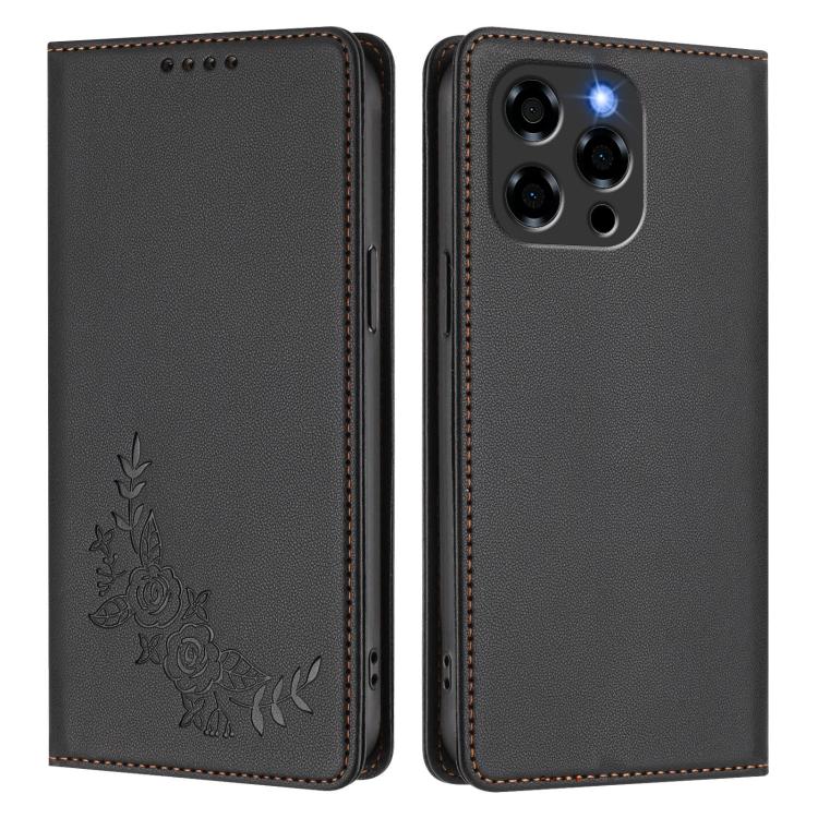For Doogee Note 58 / Note 58 Pro Peony Embossed Magnetic RFID Vegan Leather Phone Case