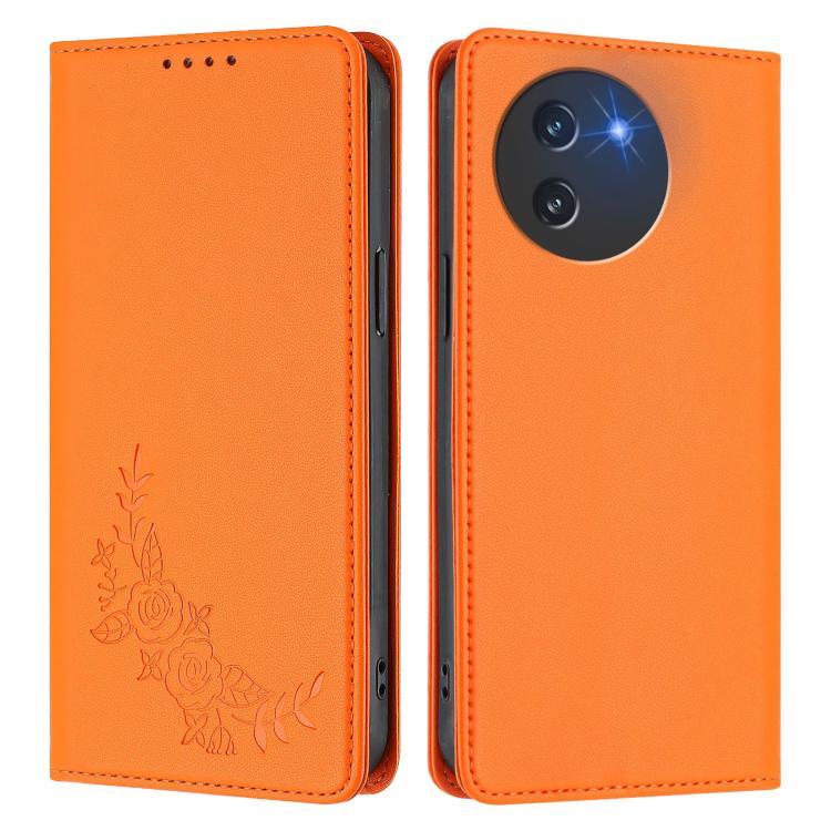 For Doogee Note 59 5G / Note 59 Pro Peony Embossed Magnetic RFID Vegan Leather Phone Case
