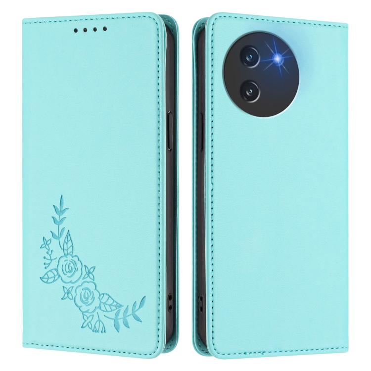For Doogee Note 59 5G / Note 59 Pro Peony Embossed Magnetic RFID Vegan Leather Phone Case