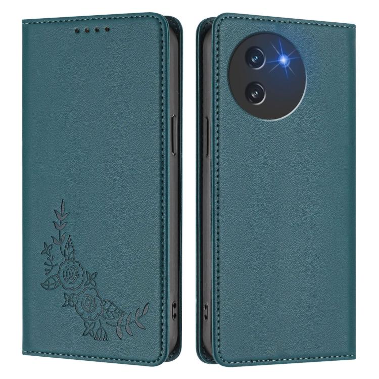 For Doogee Note 59 5G / Note 59 Pro Peony Embossed Magnetic RFID Vegan Leather Phone Case