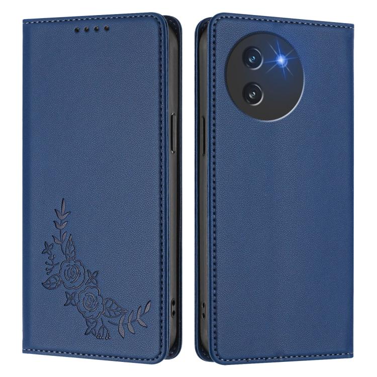 For Doogee Note 59 5G / Note 59 Pro Peony Embossed Magnetic RFID Vegan Leather Phone Case