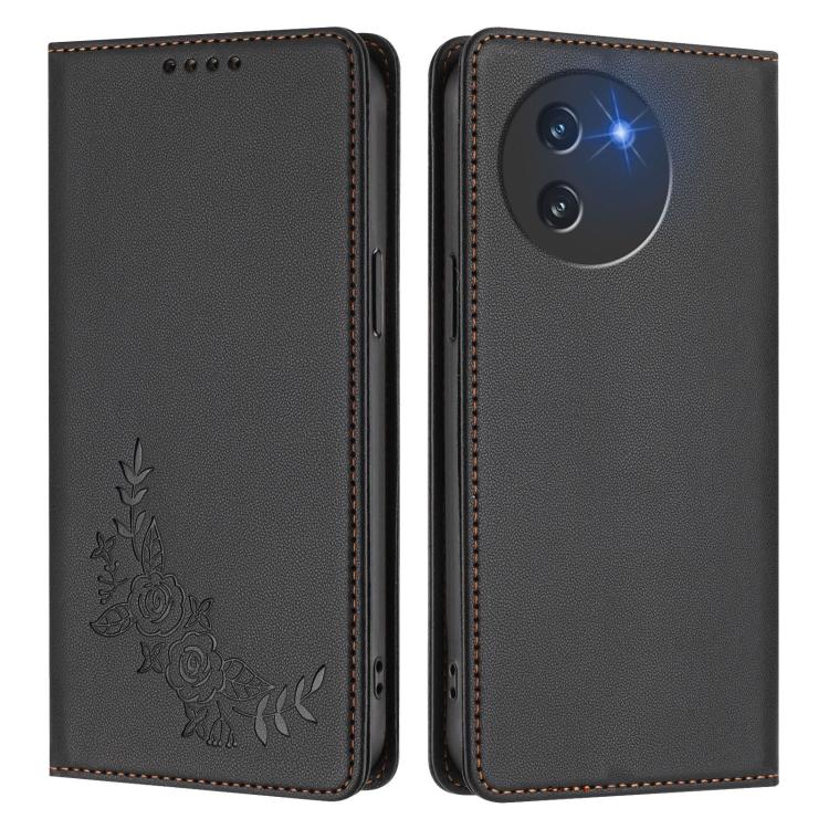 For Doogee Note 59 5G / Note 59 Pro Peony Embossed Magnetic RFID Vegan Leather Phone Case