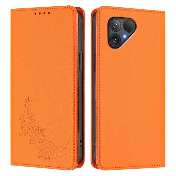 For Fairphone 5 Peony Embossed Magnetic RFID Vegan Leather Phone Case