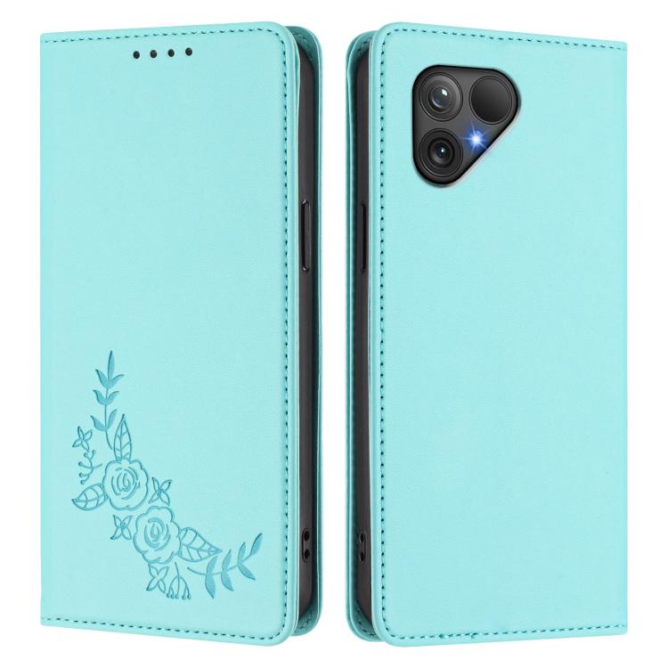 For Fairphone 5 Peony Embossed Magnetic RFID Vegan Leather Phone Case