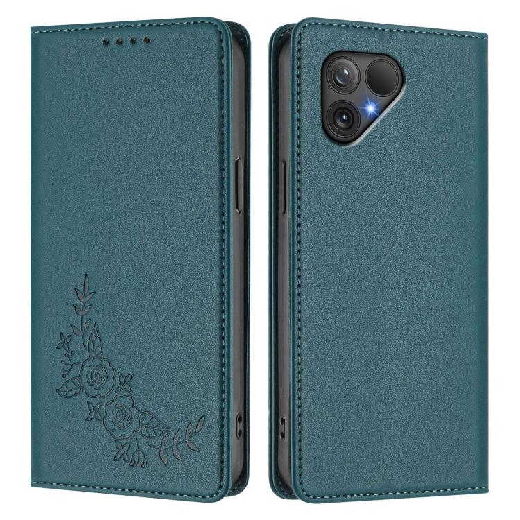 For Fairphone 6 Peony Embossed Magnetic RFID Vegan Leather Phone Case