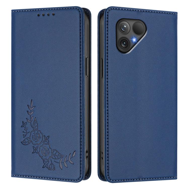 For Fairphone 6 Peony Embossed Magnetic RFID Vegan Leather Phone Case
