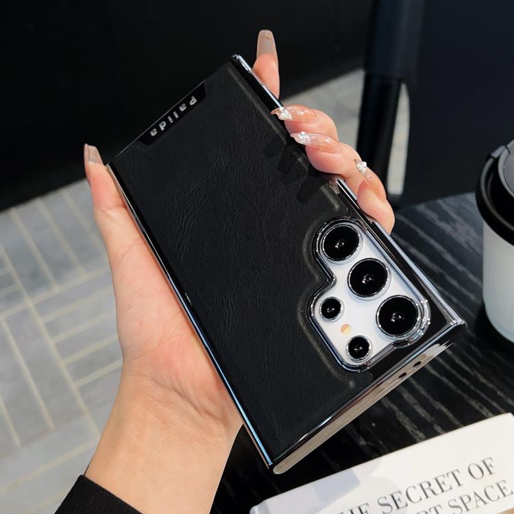 For Samsung Galaxy S24 Ultra 5G Palida Electroplated Mecha-Style Vegan Leather Shockproof Phone Case