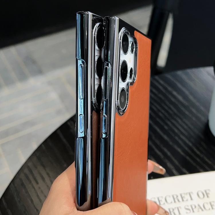 For Samsung Galaxy S25 Ultra 5G Palida Electroplated Mecha-Style Vegan Leather Shockproof Phone Case