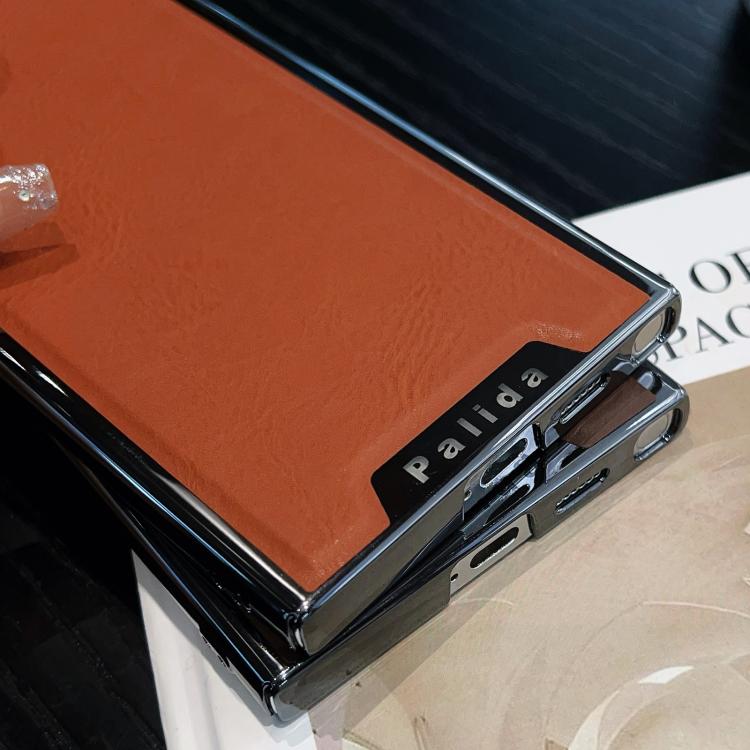 For Samsung Galaxy S26 Ultra 5G Palida Electroplated Mecha-Style Vegan Leather Shockproof Phone Case