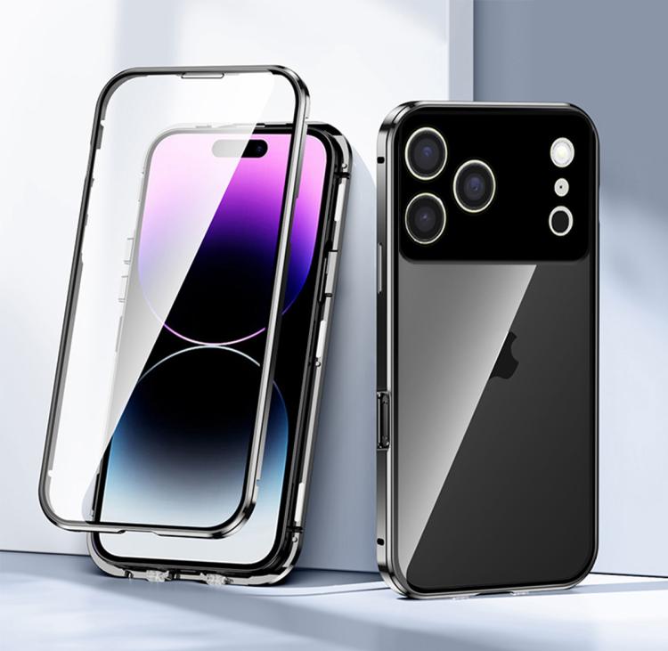 For iPhone 17 Pro Magnetic Double-buckle HD Tempered Glass Phone Case
