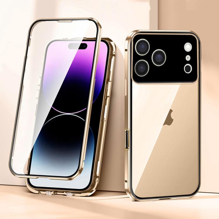 For iPhone 17 Pro Magnetic Double-buckle HD Tempered Glass Phone Case