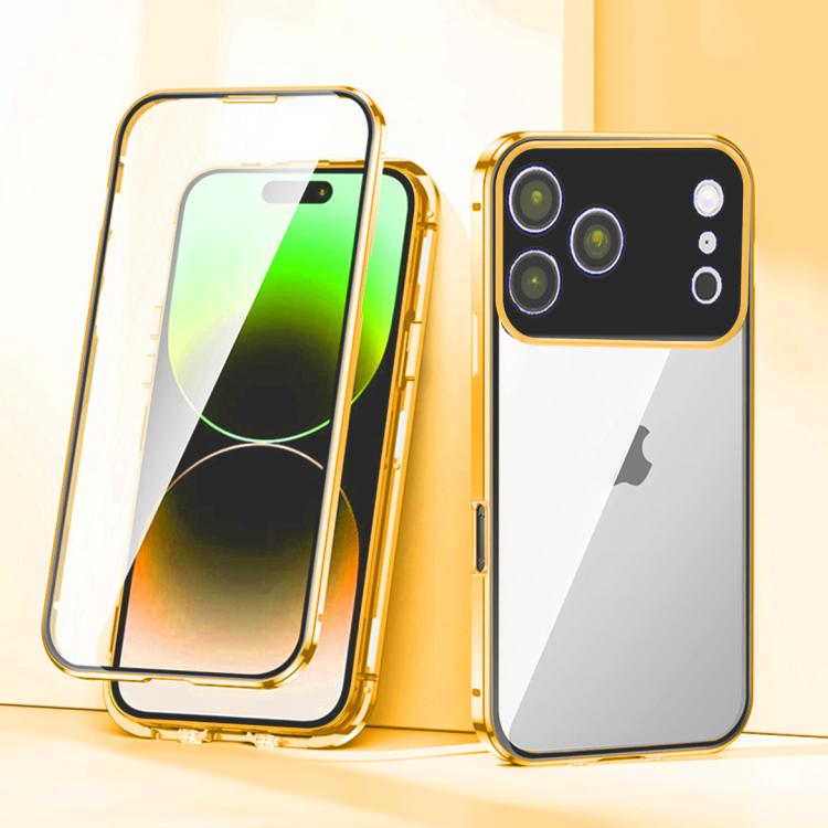 For iPhone 17 Pro Magnetic Double-buckle HD Tempered Glass Phone Case