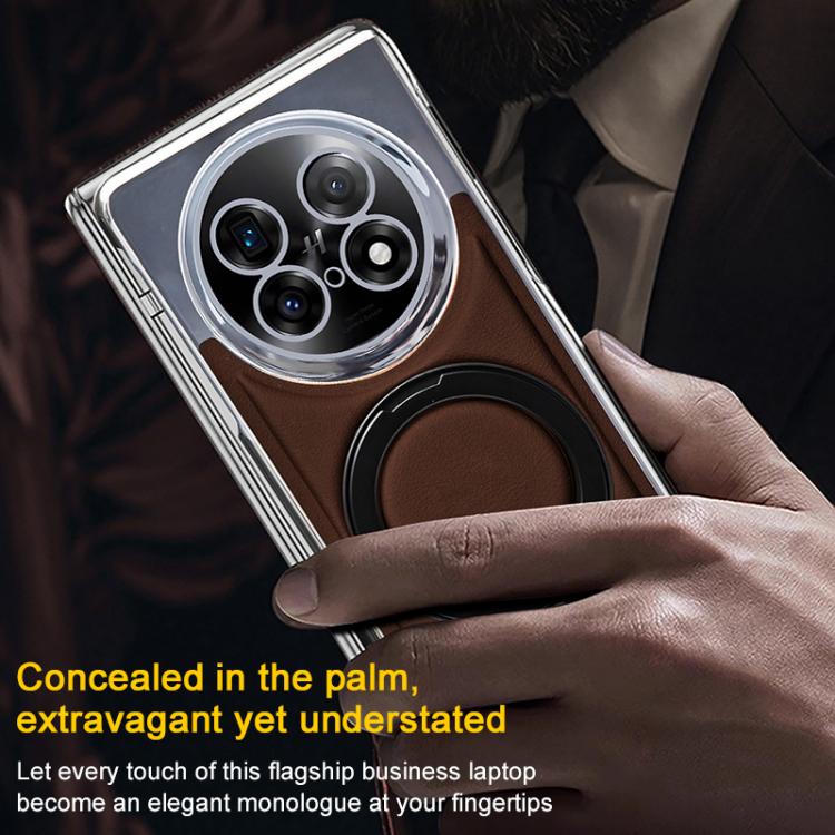 For OPPO Find N3 Foldable Screen Holder Electroplated Vegan Leather Phone Case