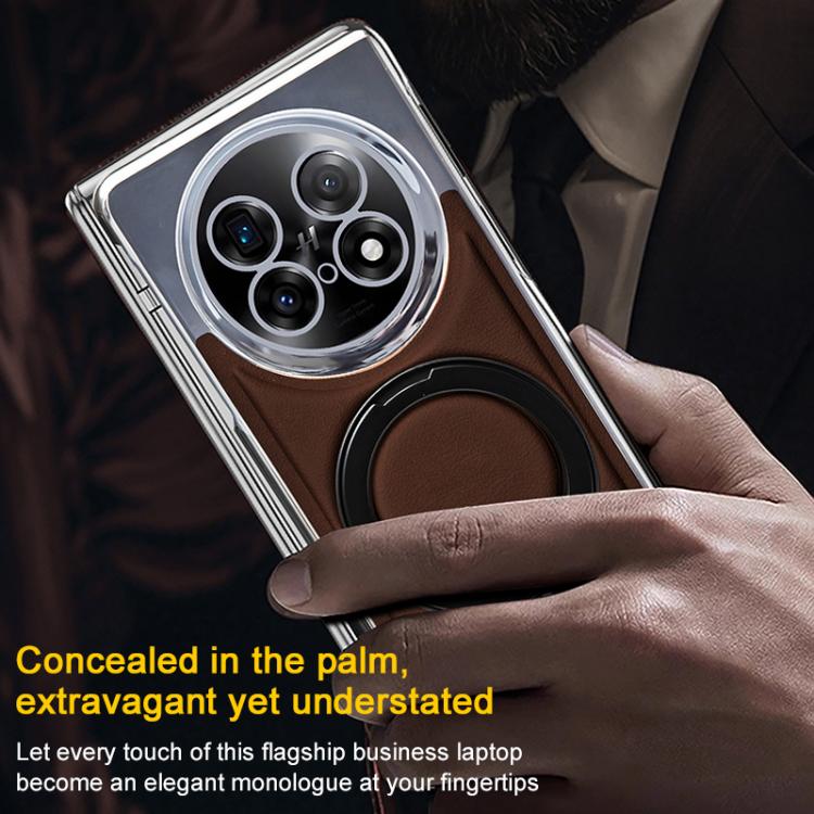 For OPPO Find N5 Foldable Screen Holder Electroplated Vegan Leather Phone Case