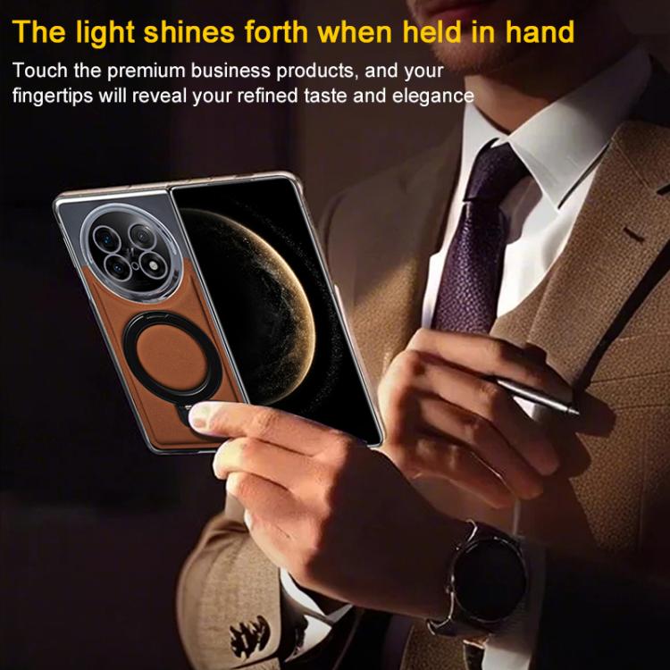 For OPPO Find N5 Foldable Screen Holder Electroplated Vegan Leather Phone Case