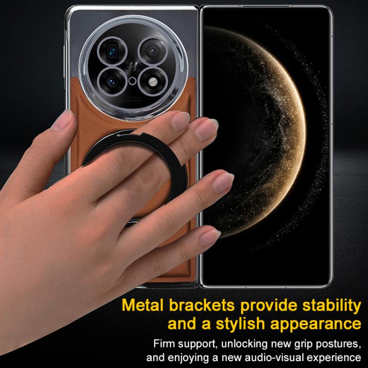 For OPPO Find N5 Foldable Screen Holder Electroplated Vegan Leather Phone Case