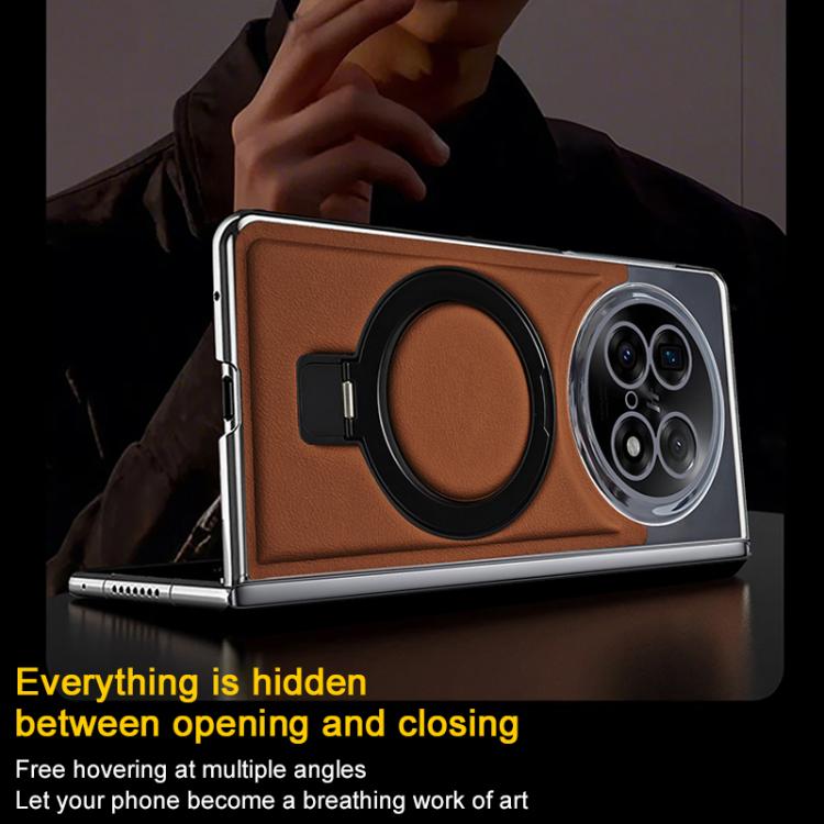 For OPPO Find N5 Foldable Screen Holder Electroplated Vegan Leather Phone Case