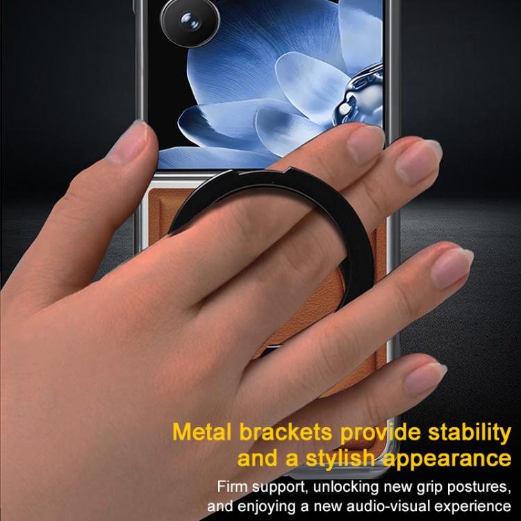 For Xiaomi Mix Flip Foldable Screen Holder Electroplated Vegan Leather Phone Case