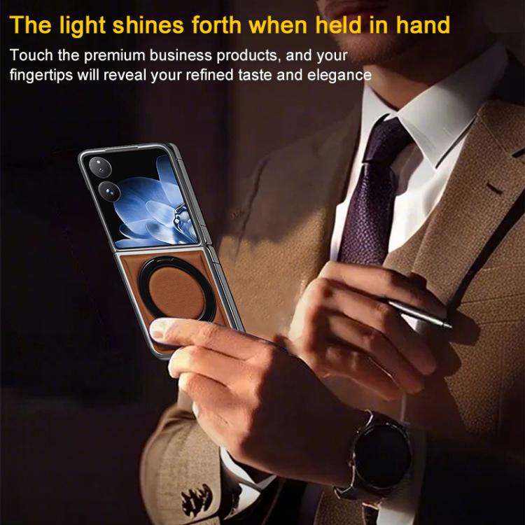 For Xiaomi Mix Flip Foldable Screen Holder Electroplated Vegan Leather Phone Case