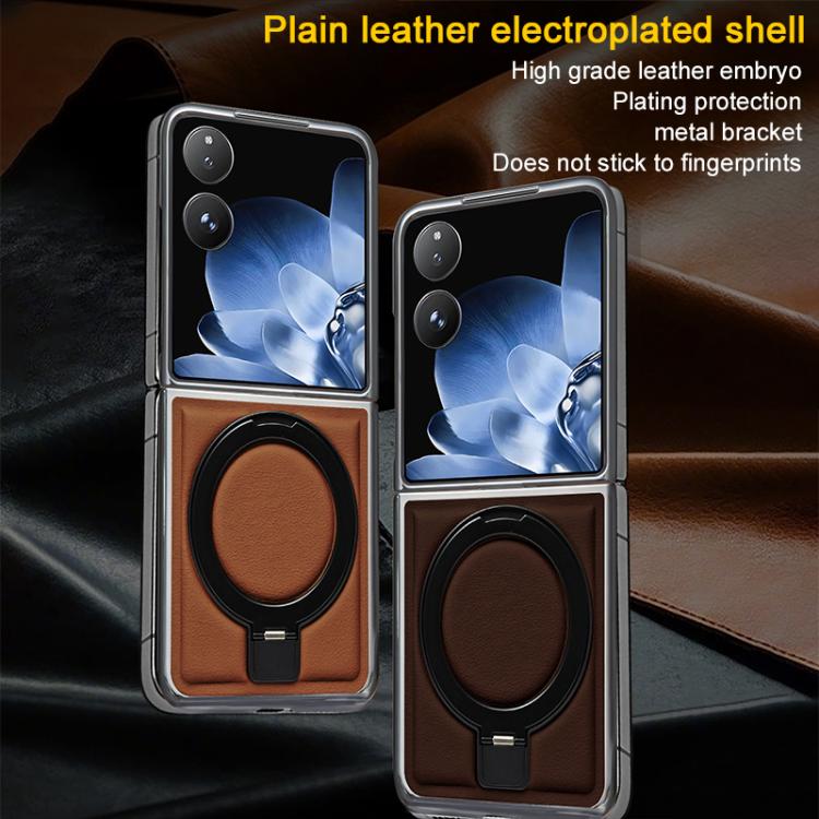 For Xiaomi Mix Flip Foldable Screen Holder Electroplated Vegan Leather Phone Case