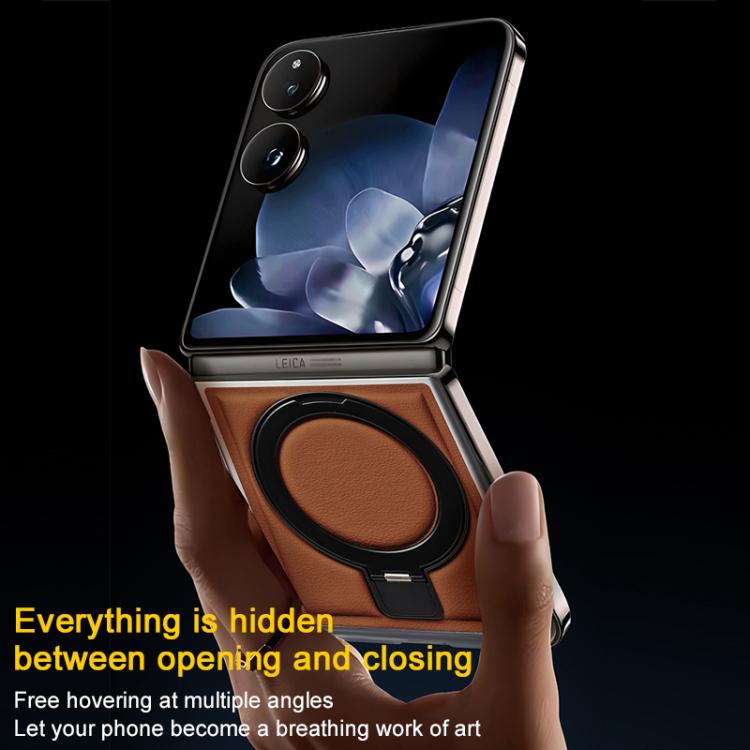 For Xiaomi Mix Flip Foldable Screen Holder Electroplated Vegan Leather Phone Case