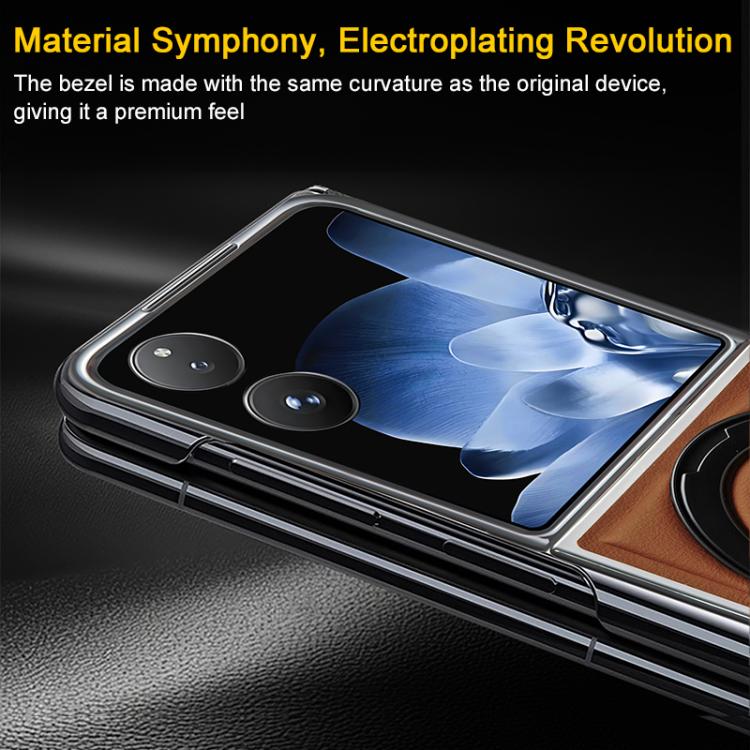 For Xiaomi Mix Flip Foldable Screen Holder Electroplated Vegan Leather Phone Case