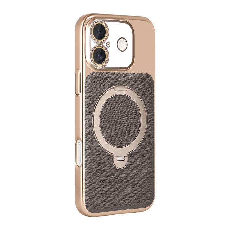 For iPhone 17 Gold Shield Magnetic Holder Lens Film Phone Case