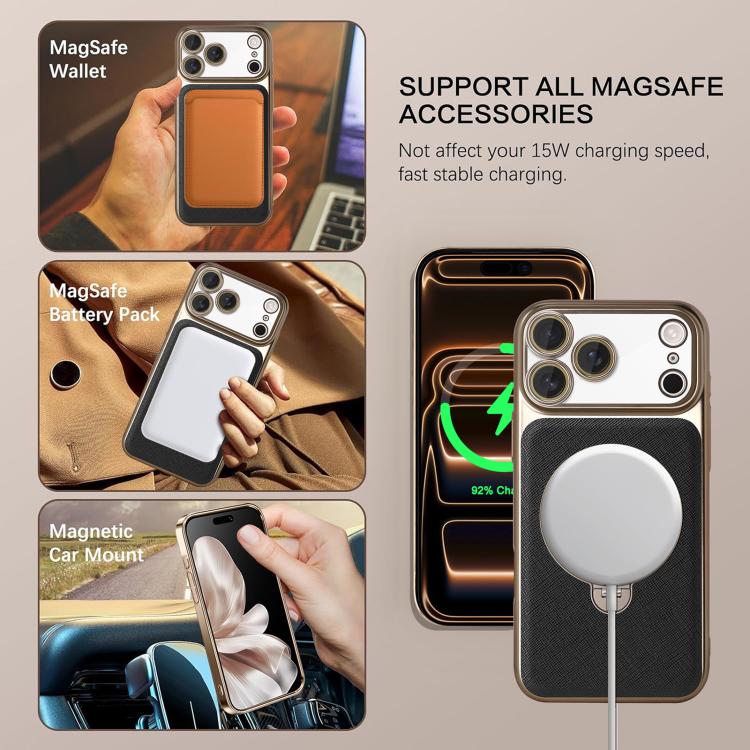 For iPhone 14 Gold Shield Magnetic Holder Lens Film Phone Case