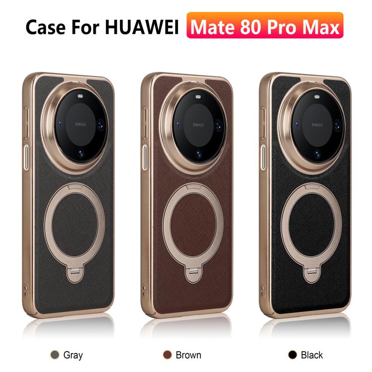 For Huawei Mate 60 Gold Shield Magnetic Holder Lens Film Phone Case