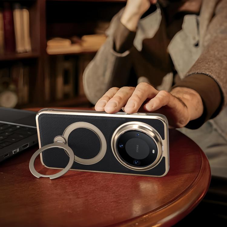 For Huawei Mate 60 Pro Gold Shield Magnetic Holder Lens Film Phone Case