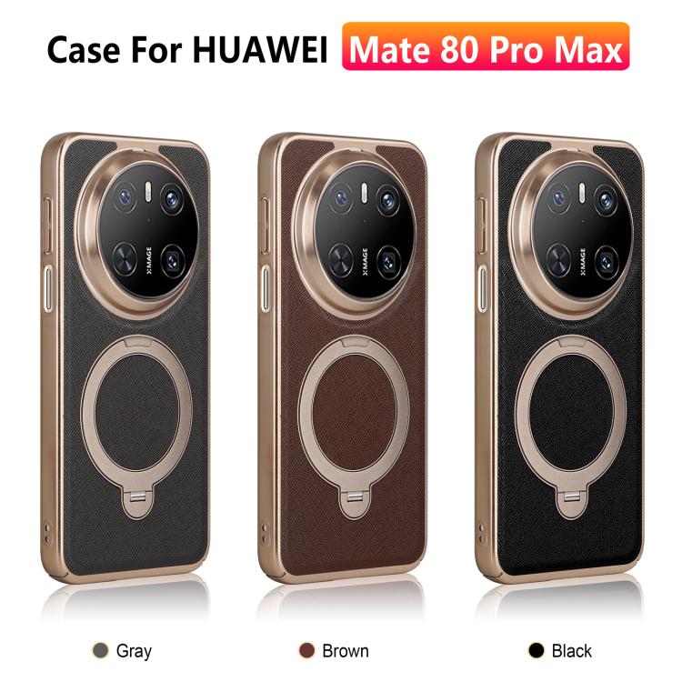 For Huawei Mate 70 Gold Shield Magnetic Holder Lens Film Phone Case