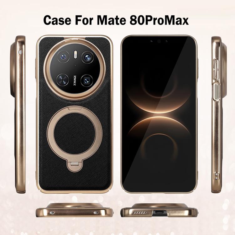 For Huawei Mate 70 Gold Shield Magnetic Holder Lens Film Phone Case